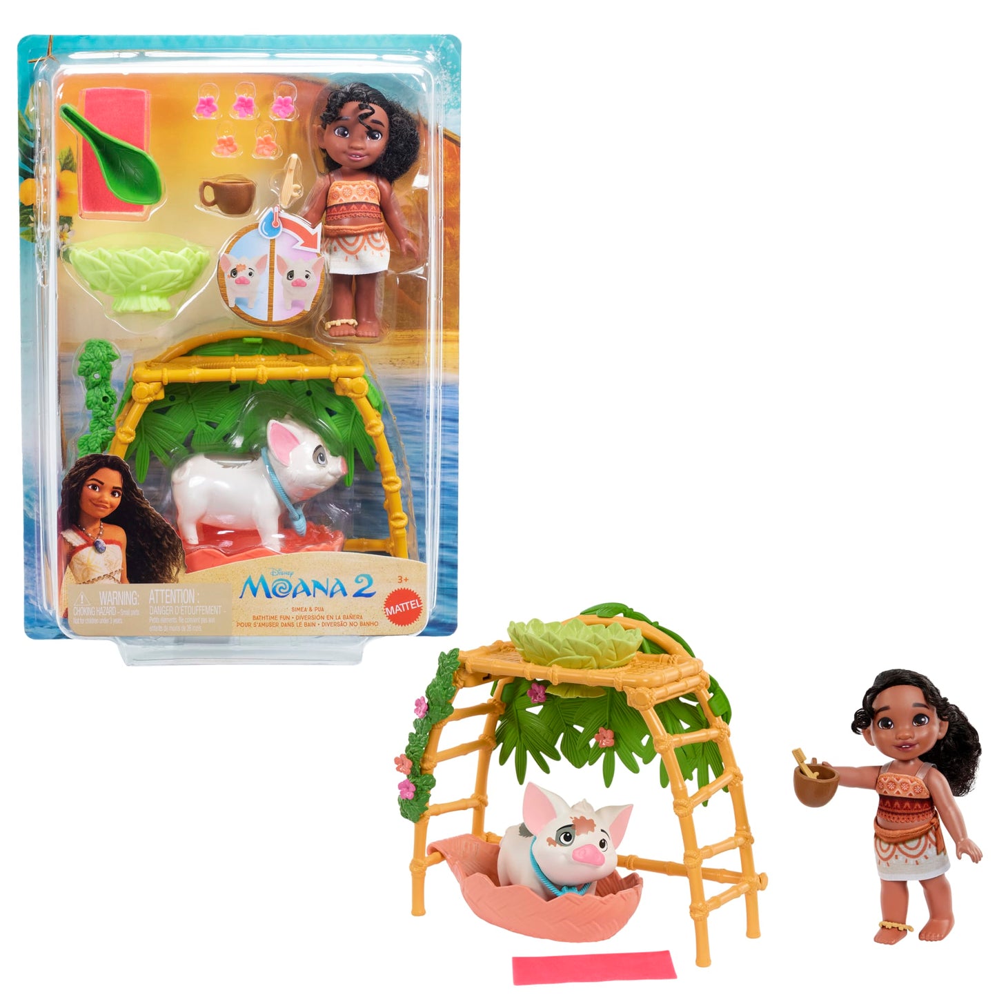 Disney Moana 2 Coffret de Jeu Plaisirs du Bain de Simea et Pua