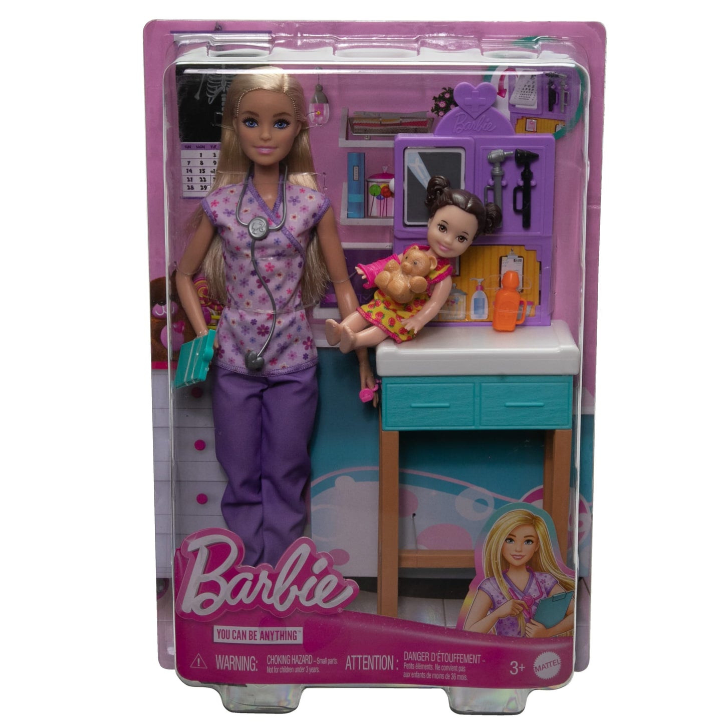 Barbie Pediatrician Doll And Doctor Playset With Accessories, Purple Scrubs, Barbie Toys