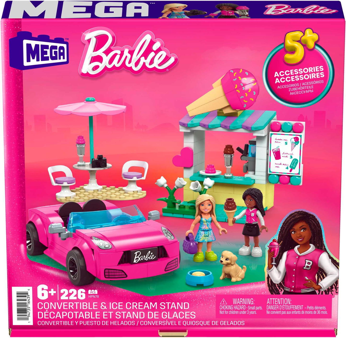 Mega-Barbie-Décapotable et Stand de Glaces-Coffret 225 Pièces