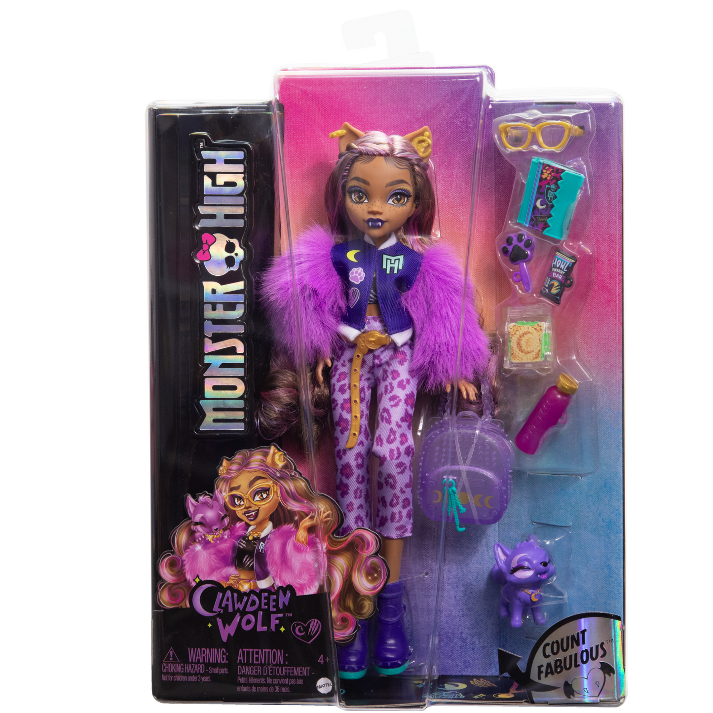 Monster High Poupée, Animal et Accessoires Clawdeen Wolf, Croissant