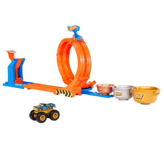 Hot Wheels Monster Trucks Loop-And-Flip Trophy Challenge Playset & Die-Cast Bigfoot Toy Truck