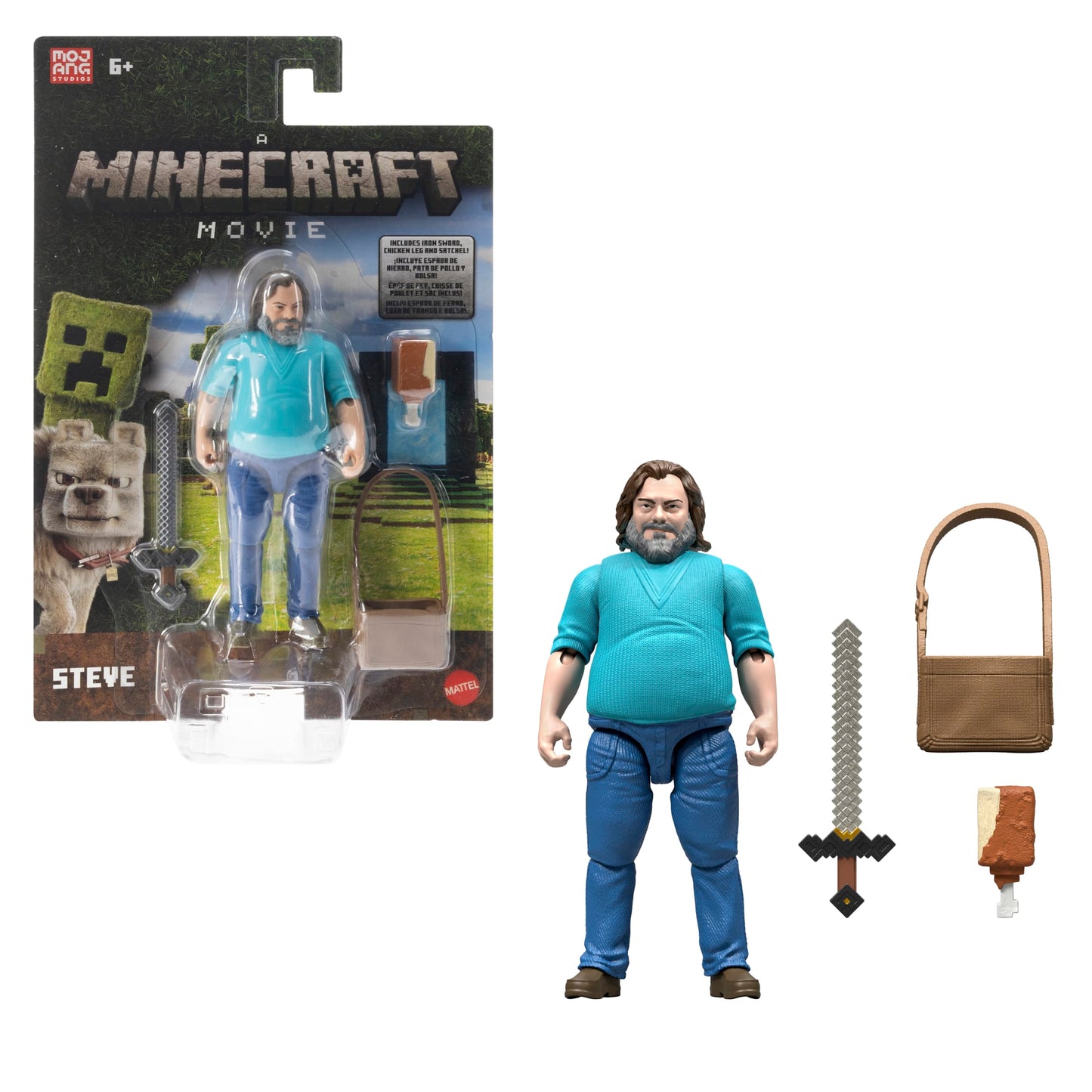 Minecraft-Figurine Articulée Steve-Taille de 10 Cm et Accessoires