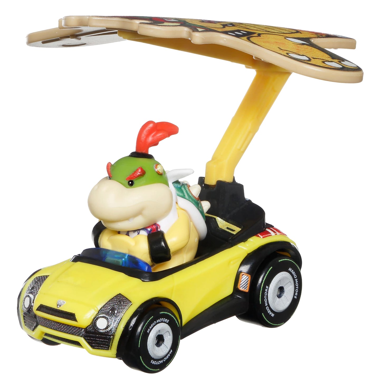 Hot Wheels Mario Kart Veículo de Brinquedo Bowser Jr Sports Coupe com Paraquedas