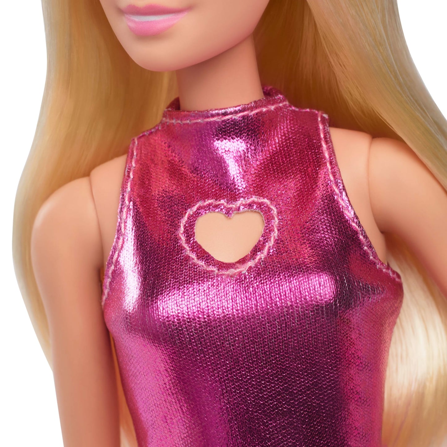 Barbie Fashionistas Doll #230 in Metallic Pink Minidress With Heart Cut-Out, Blond Hair