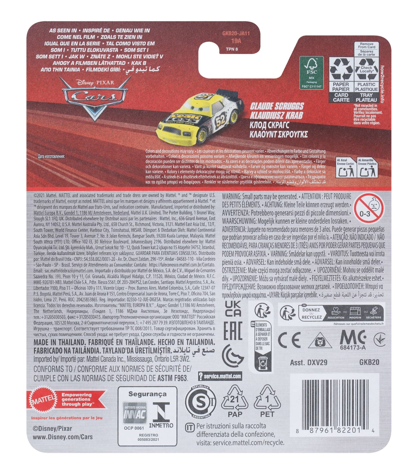Cars de Disney y Pixar Diecast Vehículo de Juguete Leak Less 52