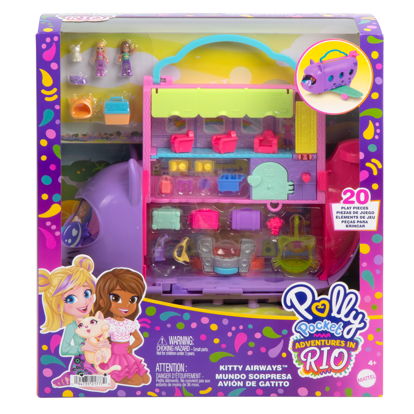 Polly Pocket-Avion Chaton Transformable-Coffret Avec 2Mini-Figurines