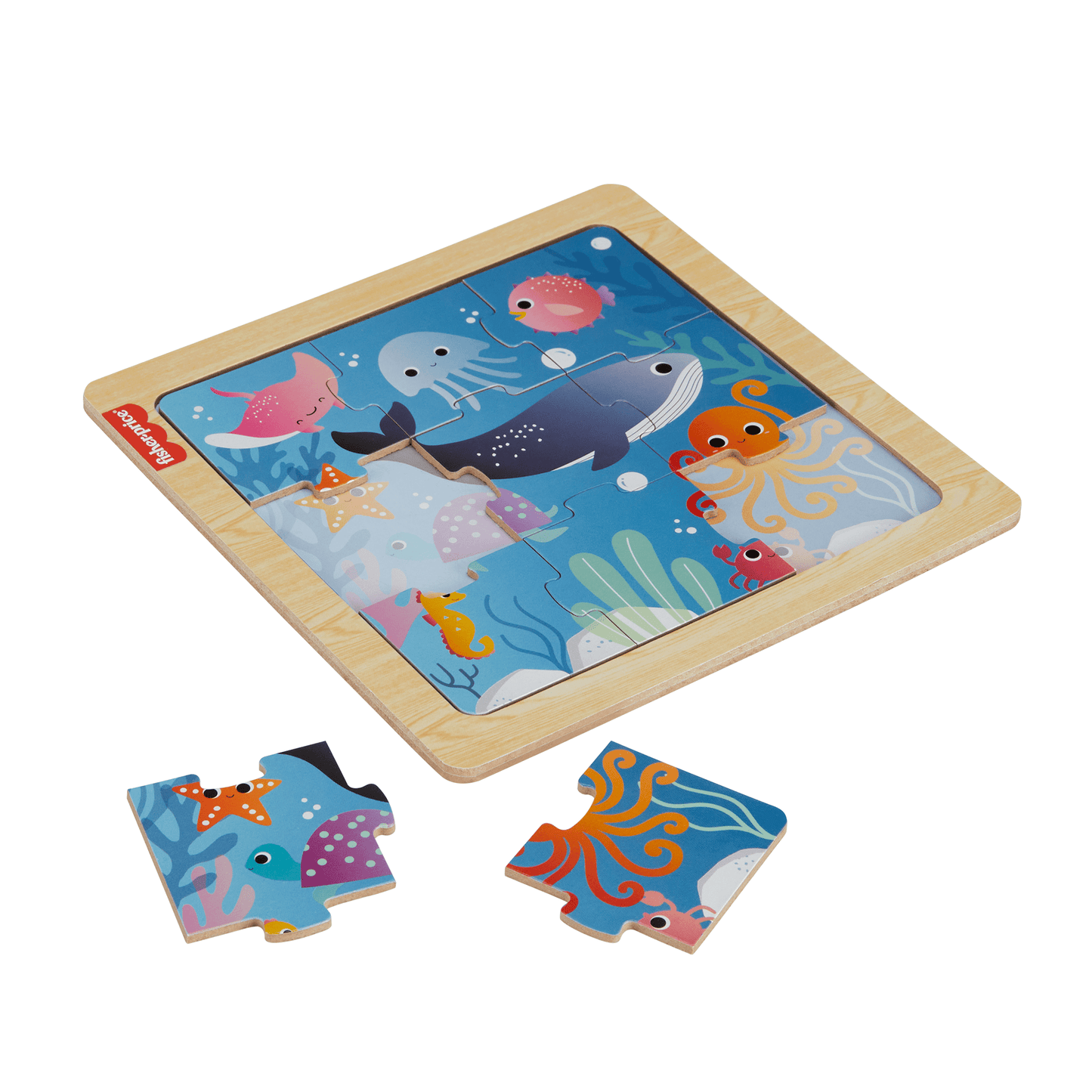 Fisher-Price Juguete para Bebés Rompecabezas Animalitos de Mar de Madera