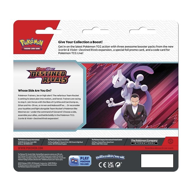 Pokémon TCG: Scarlet & Violet-Destined Rivals 3 Booster Packs & Zebstrika Promo Card